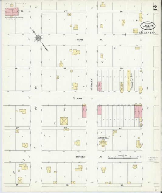 Sanborn Fire Insurance Map from Calera, Bryan County, Oklahoma (1911), Sheet #0002 - Historic Sanborn Fire Insurance Map Print, vintage old map wall art, antique decor, genealogy gift, Oklahoma Oklahoma map