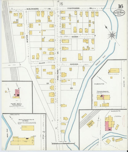 Sanborn Fire Insurance Map from Hyde Park, Norfolk County, Massachusetts (1905), Sheet #0016 - Complete Map Set gallery image, historic Sanborn map, vintage wall art, Massachusetts Massachusetts