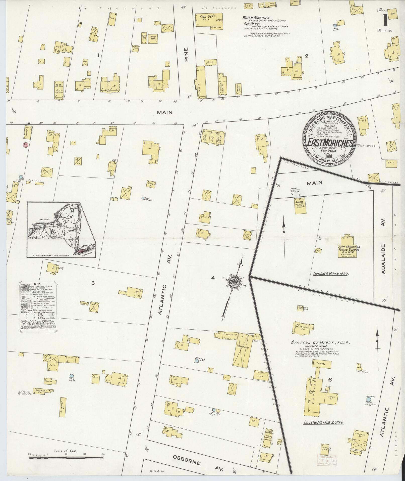 Sanborn Fire Insurance Map from East Moriches, Suffolk County, New York. (1915) – Historic Sanborn Fire Insurance Map Print