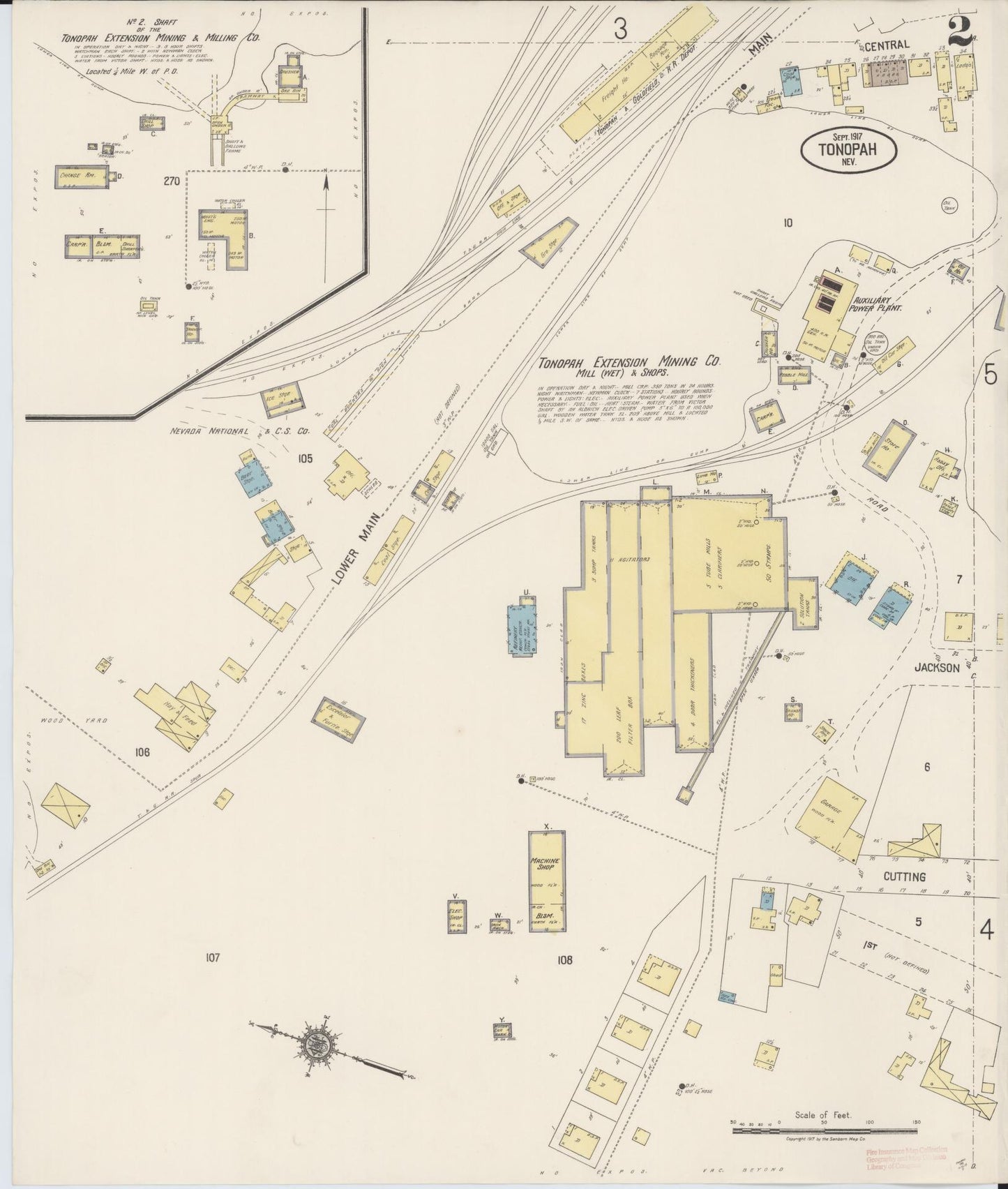 Sanborn Fire Insurance Map from Tonopah, Nye County, Nevada (1917), Sheet #0002 - Complete Map Set gallery image, historic Sanborn map, vintage wall art, Nevada Nevada