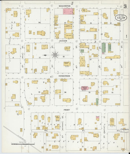 Sanborn Fire Insurance Map from Salem, Dent County, Missouri (1900), Sheet #0003 - Historic Sanborn Fire Insurance Map Print, vintage old map wall art, antique decor, genealogy gift, Missouri Missouri map