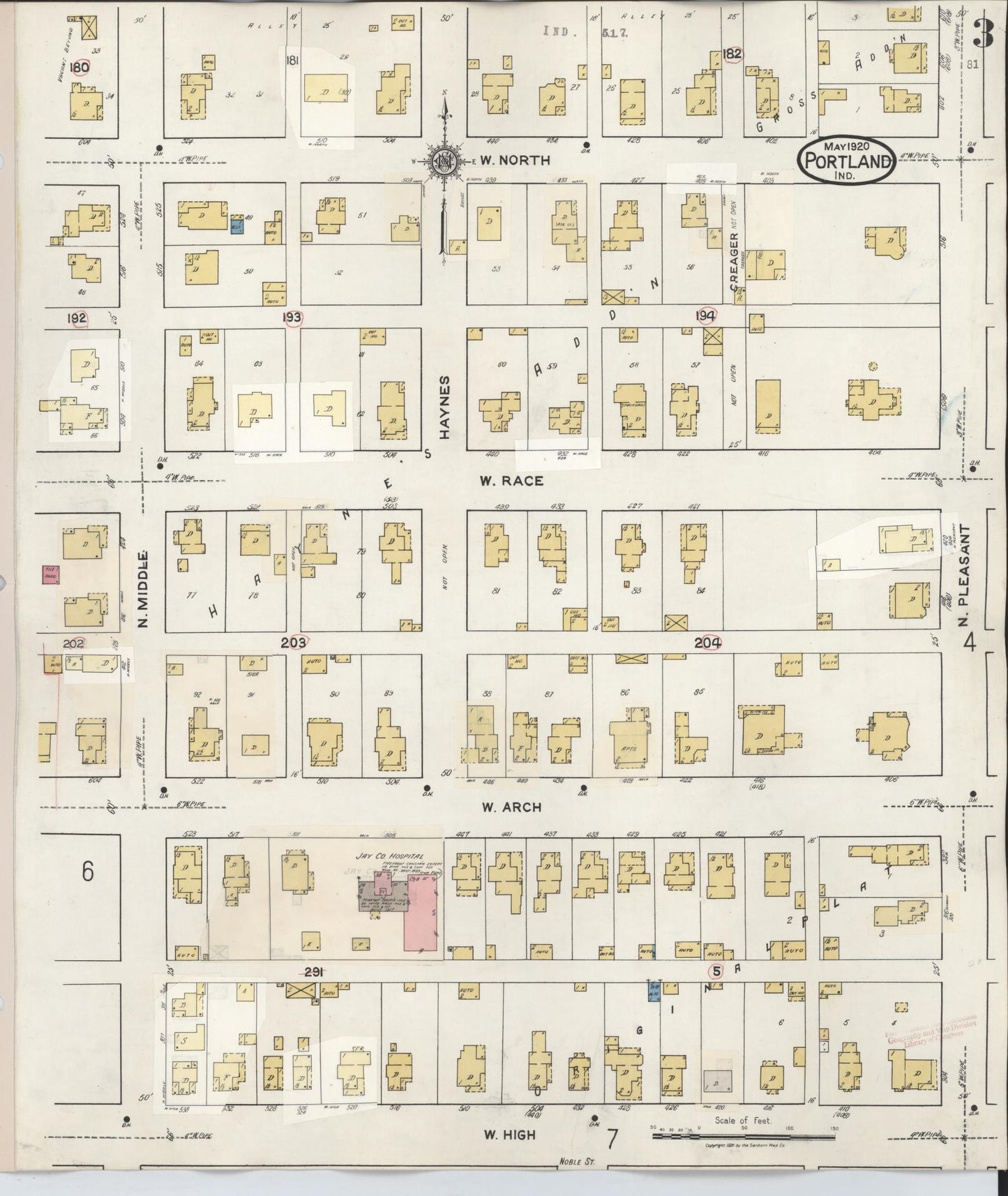 Sanborn Fire Insurance Map from Portland, Jay County, Indiana (1946), Sheet #0003 - Complete Map Set gallery image, historic Sanborn map, vintage wall art, Indiana Indiana
