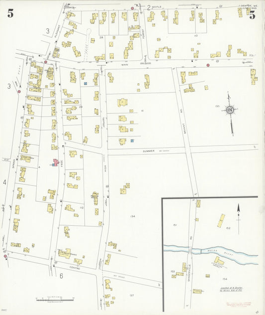 Sanborn Fire Insurance Map from Dexter, Penobscot County, Maine (1935), Sheet #0005 - Historic Sanborn Fire Insurance Map Print, vintage old map wall art, antique decor, genealogy gift, Maine Maine map