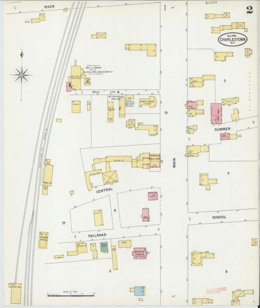 Sanborn Fire Insurance Map from Charlestown, Sullivan County, New Hampshire (1899), Sheet #0002 - Historic Sanborn Fire Insurance Map Print, vintage old map wall art, antique decor, genealogy gift, New Hampshire New Hampshire map