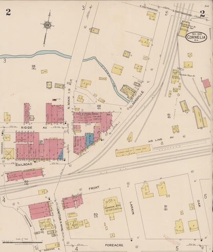 Sanborn Fire Insurance Map from Cornelia, Habersbam County, Georgia (1922), Sheet #0002 - Complete Map Set gallery image, historic Sanborn map, vintage wall art, Georgia Georgia