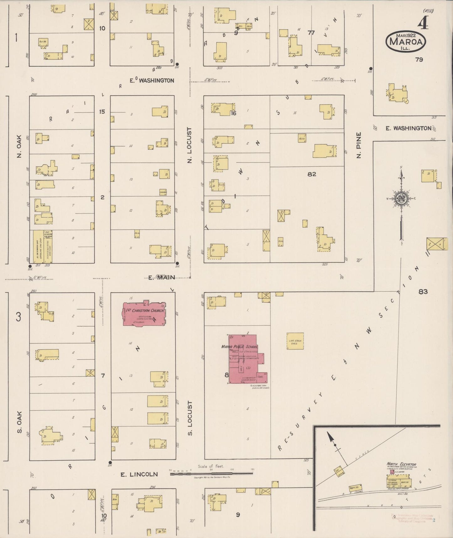 Sanborn Fire Insurance Map from Maroa, Macon County, Illinois (1922), Sheet #0004 - Historic Sanborn Fire Insurance Map Print, vintage old map wall art, antique decor, genealogy gift, Illinois Illinois map