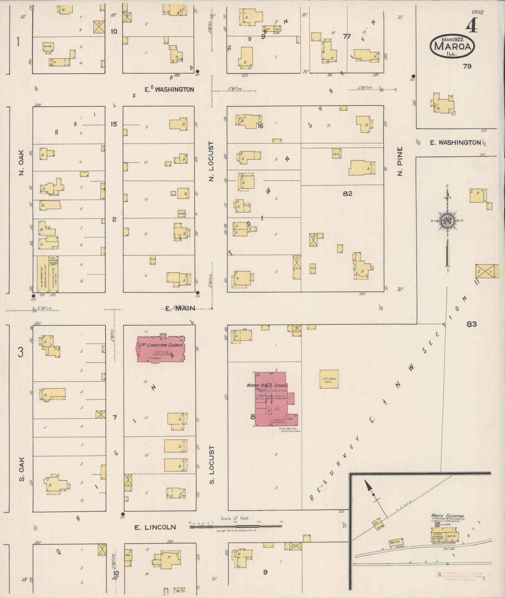 Sanborn Fire Insurance Map from Maroa, Macon County, Illinois (1922), Sheet #0004 - Historic Sanborn Fire Insurance Map Print, vintage old map wall art, antique decor, genealogy gift, Illinois Illinois map