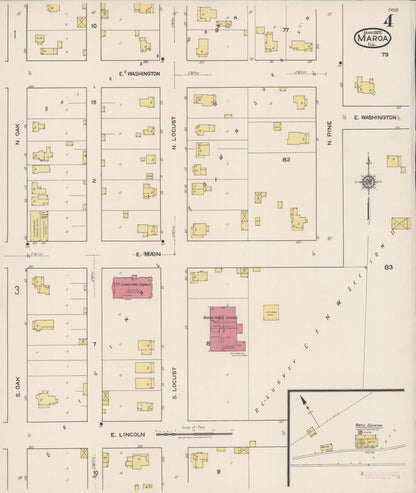 Sanborn Fire Insurance Map from Maroa, Macon County, Illinois (1922), Sheet #0004 - Historic Sanborn Fire Insurance Map Print, vintage old map wall art, antique decor, genealogy gift, Illinois Illinois map