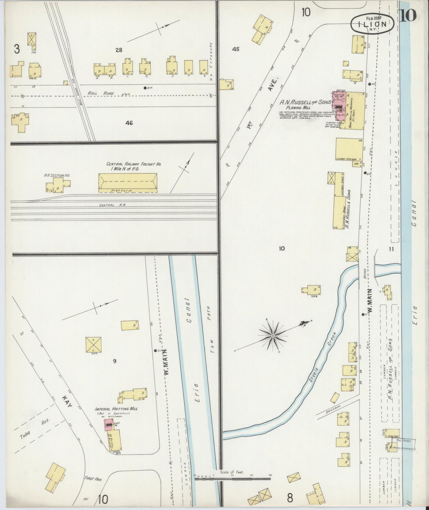 Sanborn Fire Insurance Map from Ilion, Herkimer County, New York (1897), Sheet #0010 - Historic Sanborn Fire Insurance Map Print, vintage old map wall art, antique decor, genealogy gift, New York New York map