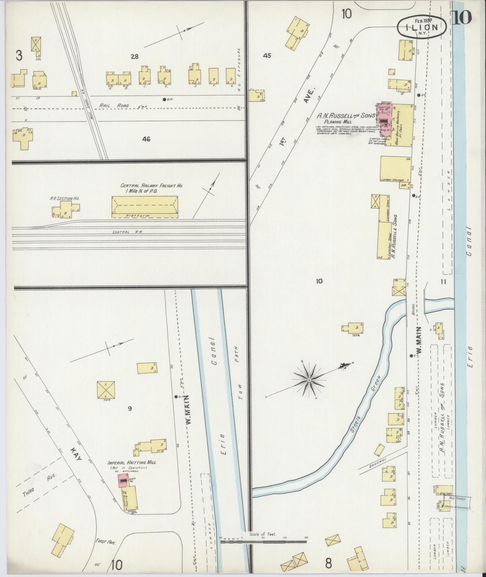 Sanborn Fire Insurance Map from Ilion, Herkimer County, New York (1897), Sheet #0010 - Historic Sanborn Fire Insurance Map Print, vintage old map wall art, antique decor, genealogy gift, New York New York map