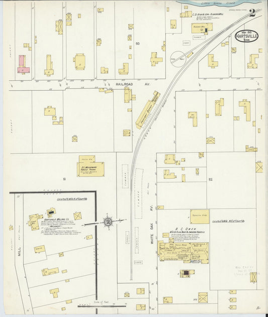 Sanborn Fire Insurance Map from Hartsville, Trousdale County, Tennessee (1913), Sheet #0002 - Historic Sanborn Fire Insurance Map Print, vintage old map wall art, antique decor, genealogy gift, Tennessee Tennessee map