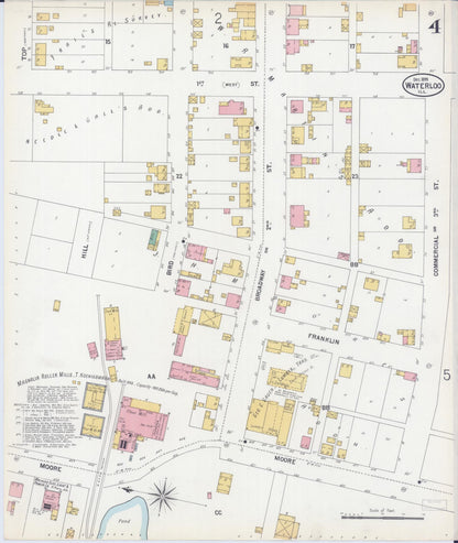 Sanborn Fire Insurance Map from Waterloo, Monroe County, Illinois (1899), Sheet #0004 - Historic Sanborn Fire Insurance Map Print, vintage old map wall art, antique decor, genealogy gift, Illinois Illinois map