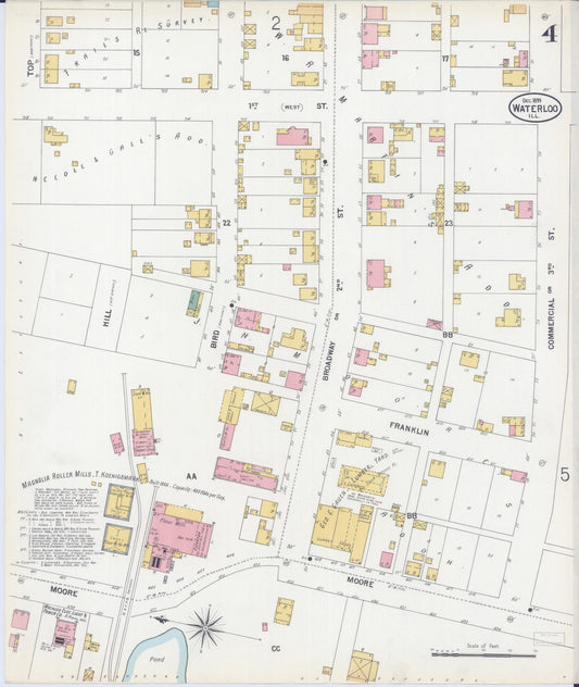 Sanborn Fire Insurance Map from Waterloo, Monroe County, Illinois (1899), Sheet #0004 - Historic Sanborn Fire Insurance Map Print, vintage old map wall art, antique decor, genealogy gift, Illinois Illinois map