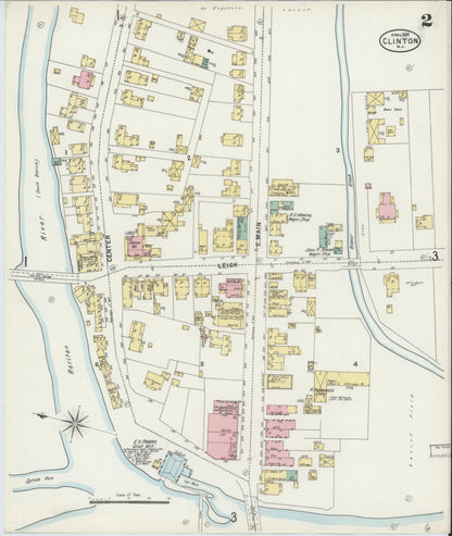 Sanborn Fire Insurance Map from Clinton, Hunterdon County, New Jersey (1897), Sheet #0002 - Complete Map Set gallery image, historic Sanborn map, vintage wall art, New Jersey New Jersey