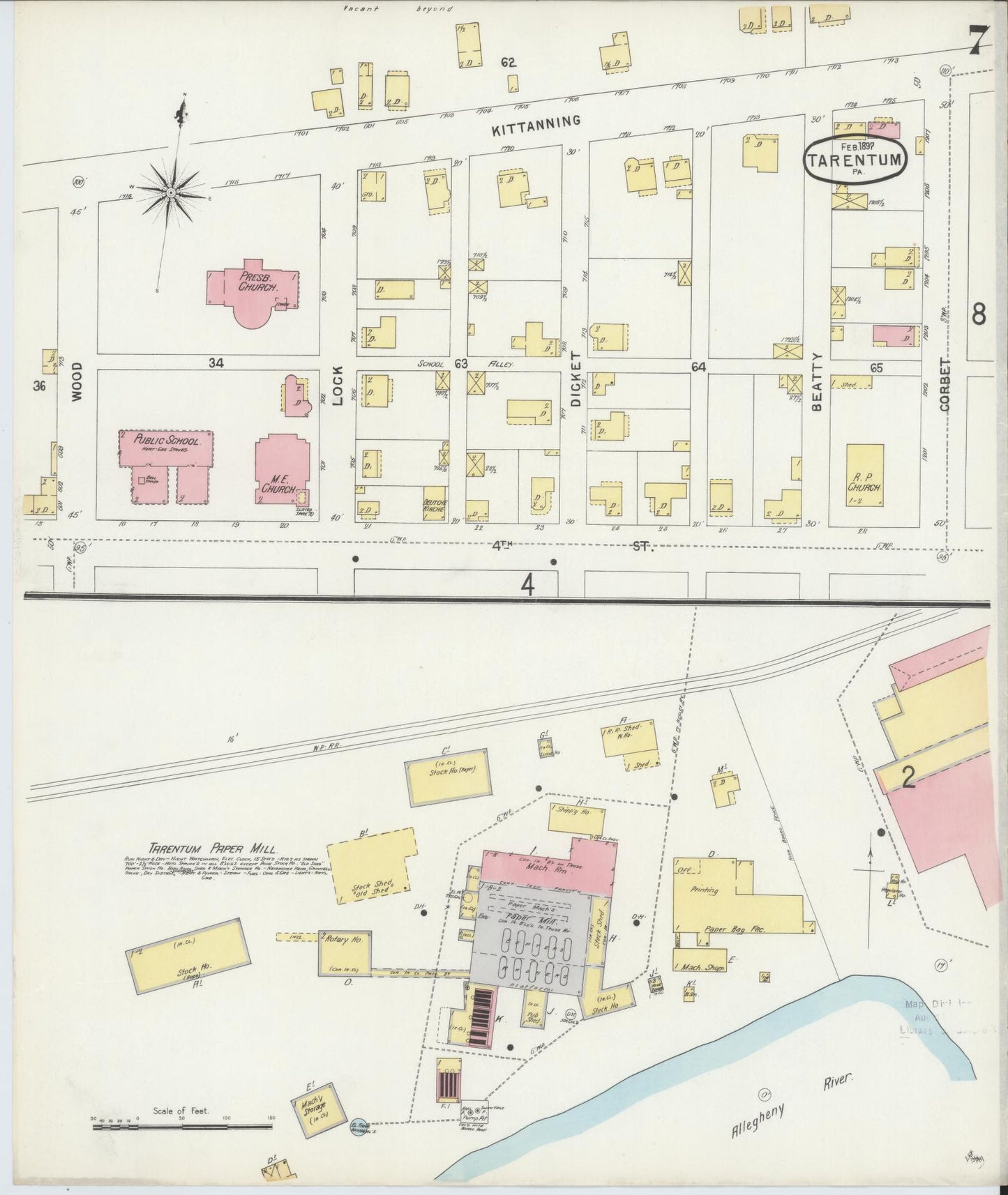 Sanborn Fire Insurance Map from Tarentum, Allegheny County, Pennsylvania (1897), Sheet #0007 - Complete Map Set gallery image, historic Sanborn map, vintage wall art, Pennsylvania Pennsylvania
