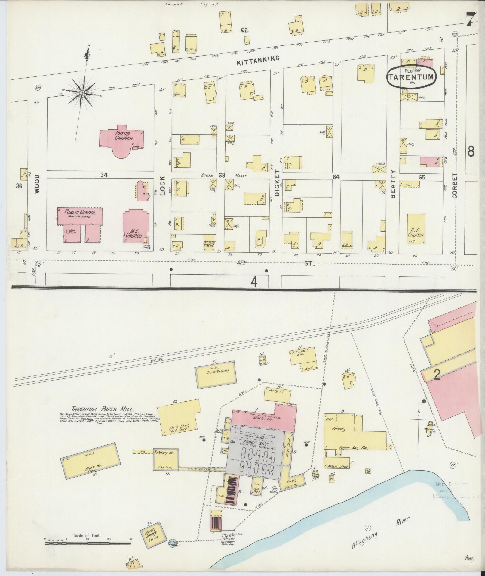 Sanborn Fire Insurance Map from Tarentum, Allegheny County, Pennsylvania (1897), Sheet #0007 - Complete Map Set gallery image, historic Sanborn map, vintage wall art, Pennsylvania Pennsylvania