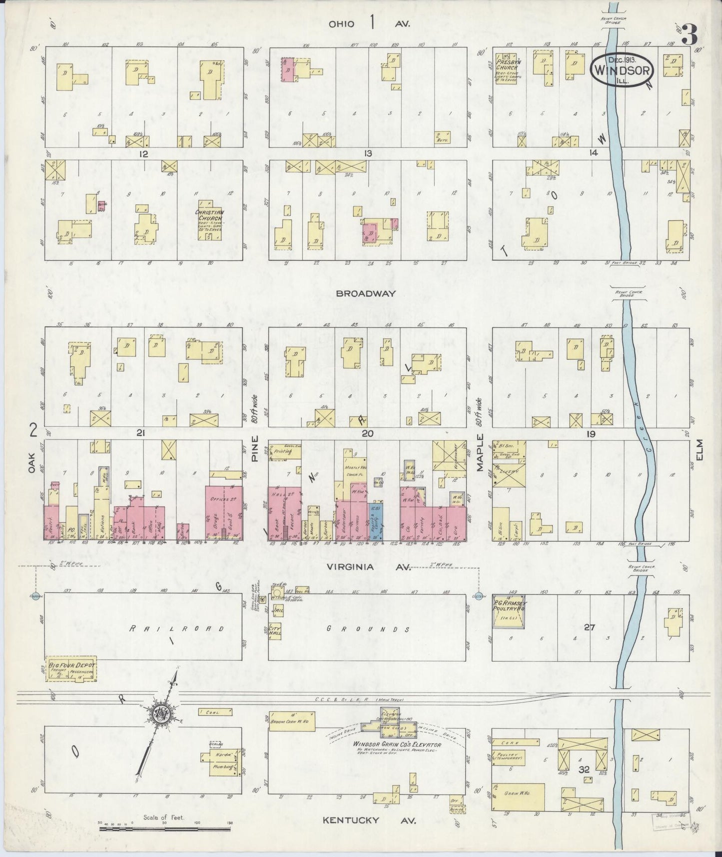 Sanborn Fire Insurance Map from Windsor, Shelby County, Illinois (1913), Sheet #0003 - Complete Map Set gallery image, historic Sanborn map, vintage wall art, Illinois Illinois