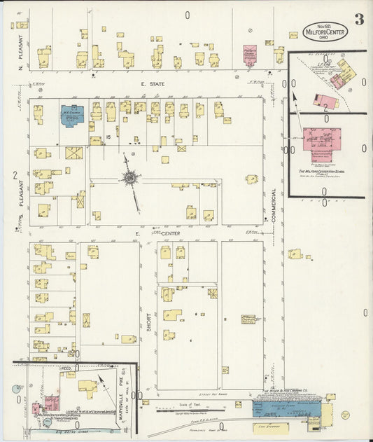 Sanborn Fire Insurance Map from Milford Center, Union County, Ohio (1921), Sheet #0003 - Historic Sanborn Fire Insurance Map Print, vintage old map wall art, antique decor, genealogy gift, Ohio Ohio map