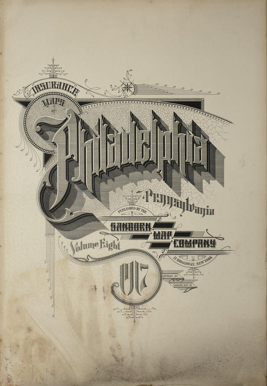 Sanborn Fire Insurance Map from Philadelphia, Philadelphia County, Pennsylvania (1917), Sheet #0001 - Historic Sanborn Fire Insurance Map Print, vintage old map wall art, antique decor, genealogy gift, Pennsylvania Pennsylvania map