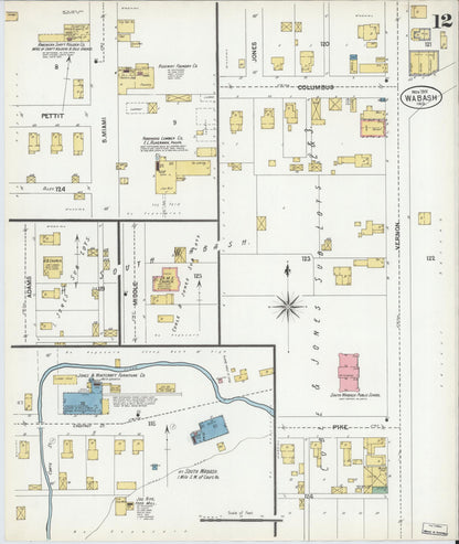 Sanborn Fire Insurance Map from Wabash, Wabash County, Indiana (1901), Sheet #0012 - Historic Sanborn Fire Insurance Map Print, vintage old map wall art, antique decor, genealogy gift, Indiana Indiana map