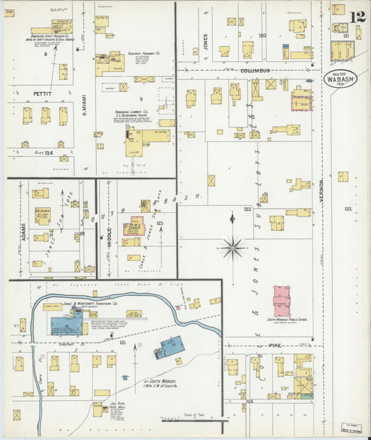 Sanborn Fire Insurance Map from Wabash, Wabash County, Indiana (1901), Sheet #0012 - Historic Sanborn Fire Insurance Map Print, vintage old map wall art, antique decor, genealogy gift, Indiana Indiana map