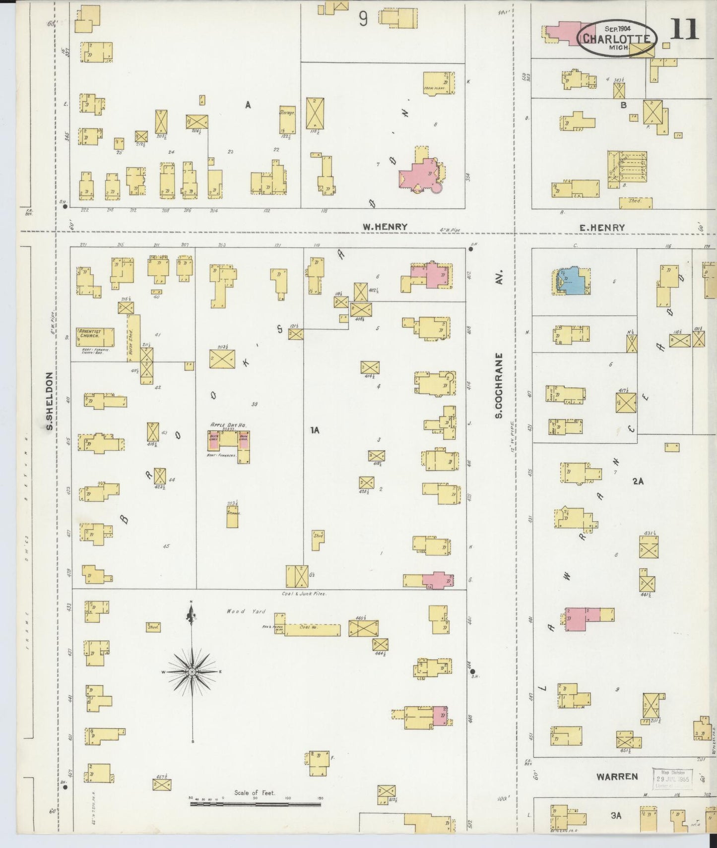 Sanborn Fire Insurance Map from Charlotte, Eaton County, Michigan (1904), Sheet #0011 - Complete Map Set gallery image, historic Sanborn map, vintage wall art, Michigan Michigan