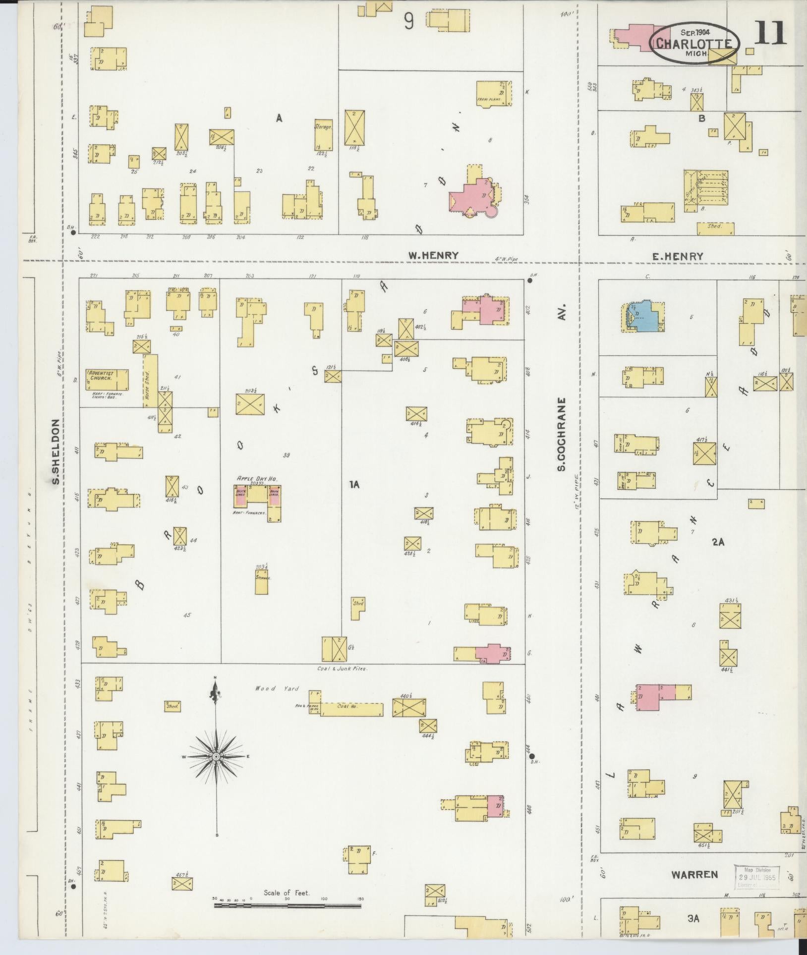 Sanborn Fire Insurance Map from Charlotte, Eaton County, Michigan (1904), Sheet #0011 - Complete Map Set gallery image, historic Sanborn map, vintage wall art, Michigan Michigan