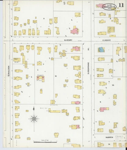 Sanborn Fire Insurance Map from Charlotte, Eaton County, Michigan (1904), Sheet #0011 - Complete Map Set gallery image, historic Sanborn map, vintage wall art, Michigan Michigan