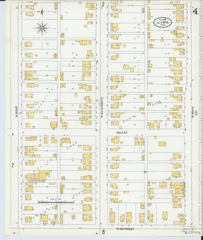 Sanborn Fire Insurance Map from Lima, Allen County, Ohio (1905), Sheet #0004 - Historic Sanborn Fire Insurance Map Print, vintage old map wall art, antique decor, genealogy gift, Ohio Ohio map