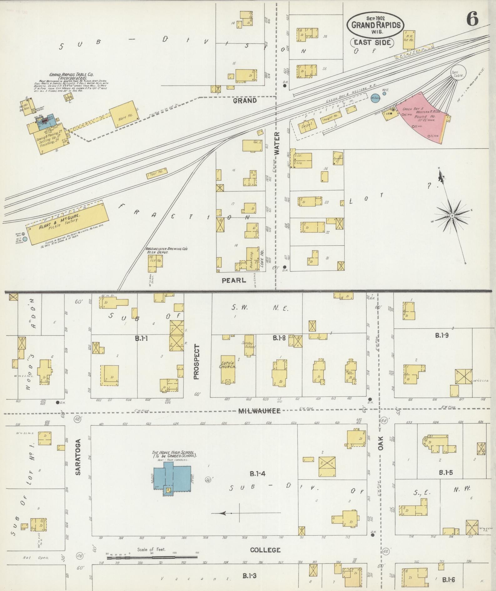 Sanborn Fire Insurance Map from Grand Rapids, Wood County, Wisconsin (1902), Sheet #0006 - Complete Map Set gallery image, historic Sanborn map, vintage wall art, Wisconsin Wisconsin