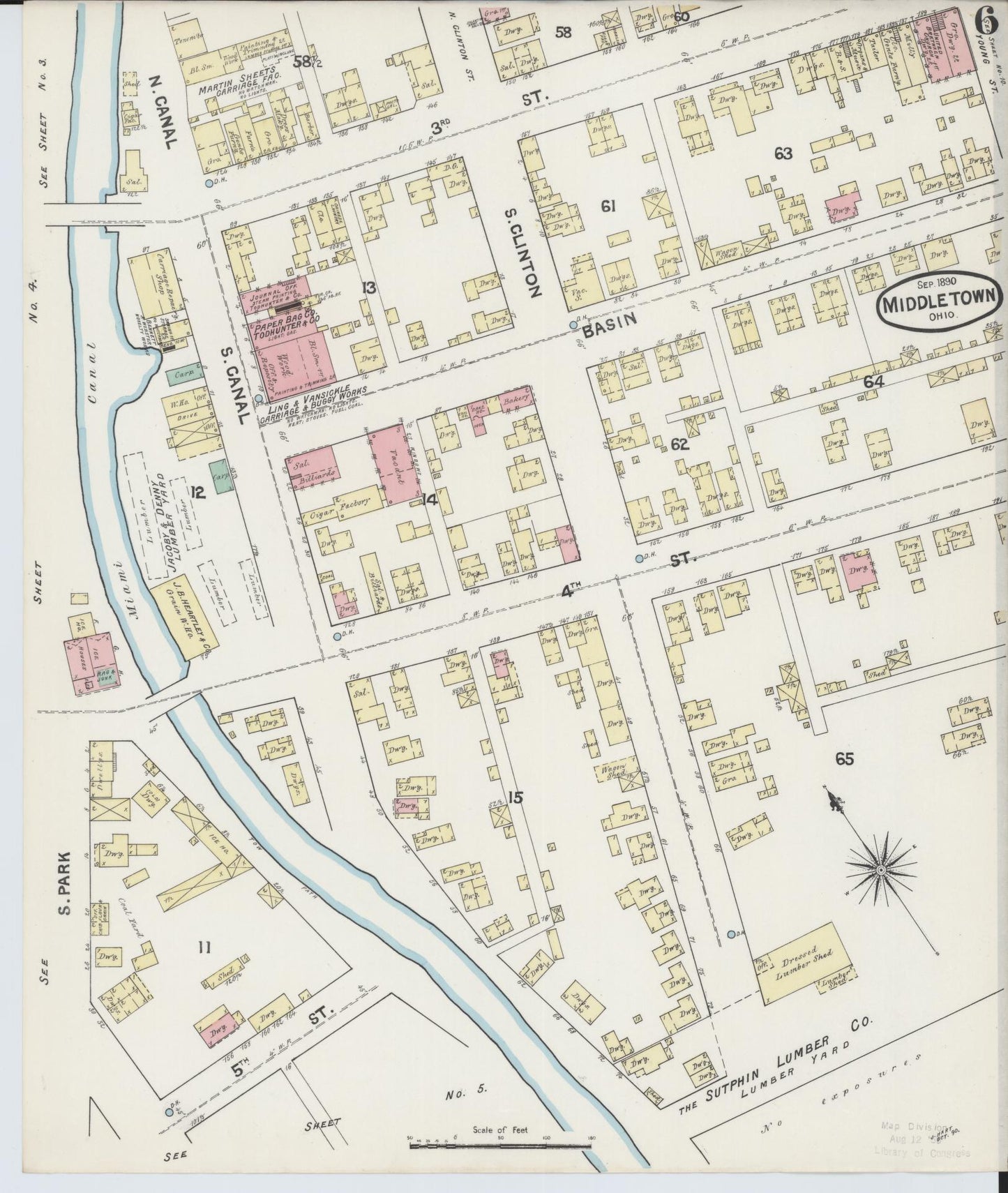 Sanborn Fire Insurance Map from Middletown, Butler County, Ohio (1890), Sheet #0006 - Complete Map Set gallery image, historic Sanborn map, vintage wall art, Ohio Ohio
