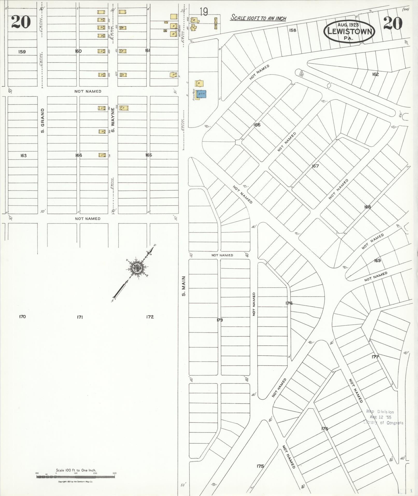 Sanborn Fire Insurance Map from Lewistown, Mifflin County, Pennsylvania (1923), Sheet #0020 - Complete Map Set gallery image, historic Sanborn map, vintage wall art, Pennsylvania Pennsylvania