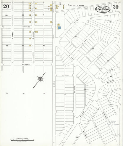 Sanborn Fire Insurance Map from Lewistown, Mifflin County, Pennsylvania (1923), Sheet #0020 - Complete Map Set gallery image, historic Sanborn map, vintage wall art, Pennsylvania Pennsylvania