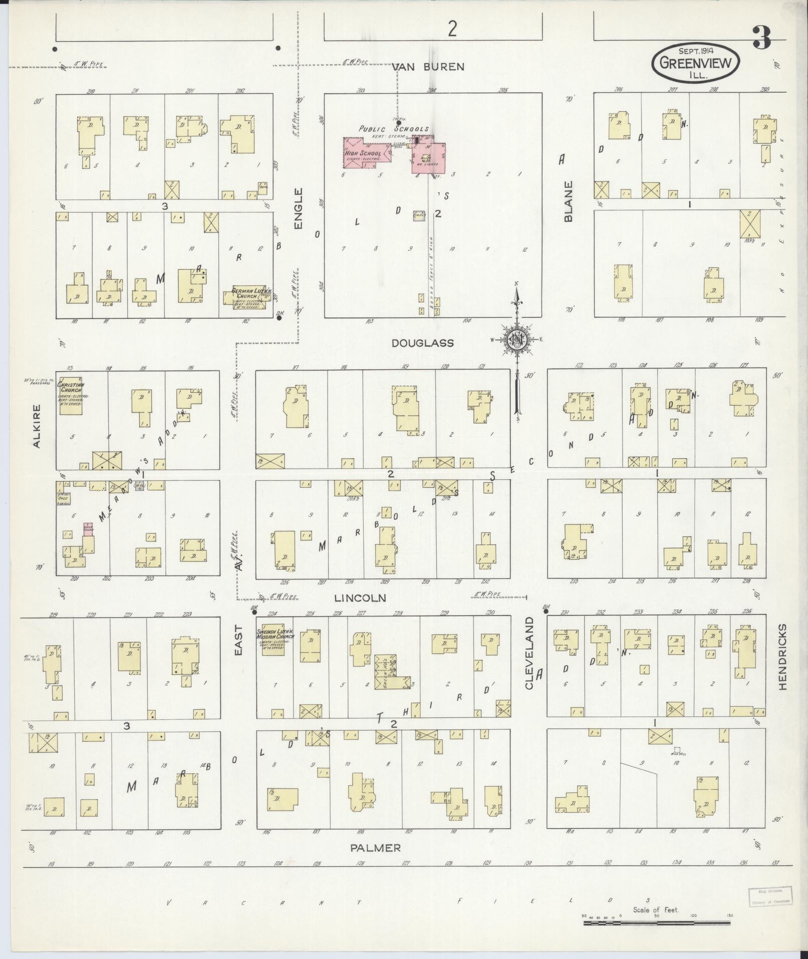 Sanborn Fire Insurance Map from Greenview, Menard County, Illinois (1914), Sheet #0003 - Complete Map Set gallery image, historic Sanborn map, vintage wall art, Illinois Illinois