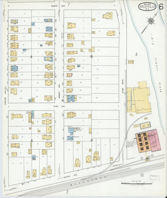 Sanborn Fire Insurance Map from Westville, Gloucester County, New Jersey (1919), Sheet #0006 - Historic Sanborn Fire Insurance Map Print, vintage old map wall art, antique decor, genealogy gift, New Jersey New Jersey map