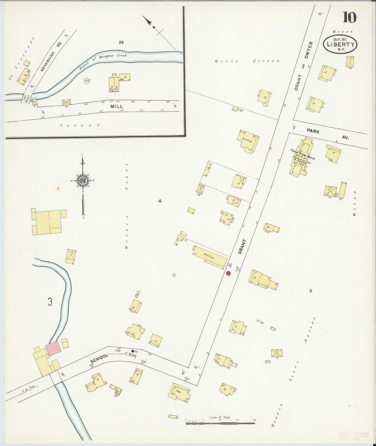 Sanborn Fire Insurance Map from Liberty, Sullivan County, New York (1911), Sheet #0010 - Historic Sanborn Fire Insurance Map Print, vintage old map wall art, antique decor, genealogy gift, New York New York map