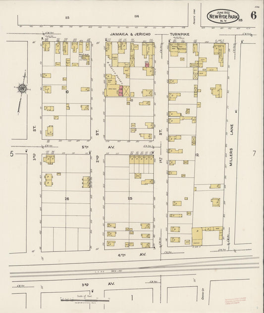 Sanborn Fire Insurance Map from New Hyde Park, Nassau County, New York (1922), Sheet #0006 - Historic Sanborn Fire Insurance Map Print, vintage old map wall art, antique decor, genealogy gift, New York New York map