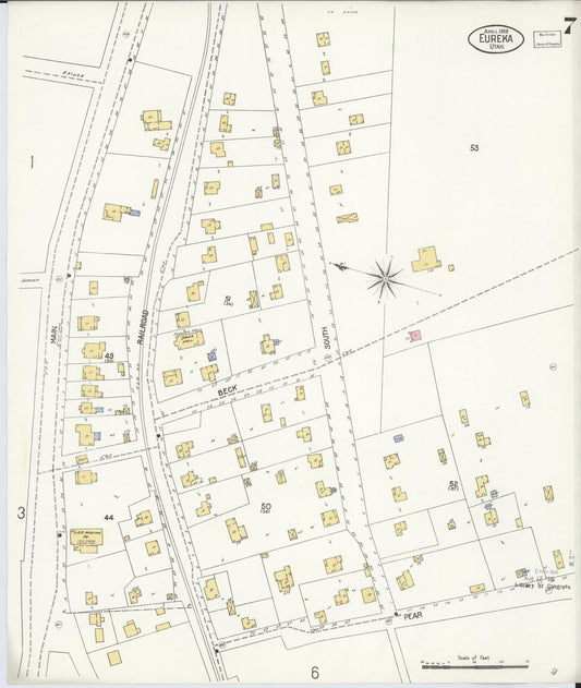Sanborn Fire Insurance Map from Eureka, Juab County, Utah (1908), Sheet #0007 - Historic Sanborn Fire Insurance Map Print, vintage old map wall art, antique decor, genealogy gift, Utah Utah map