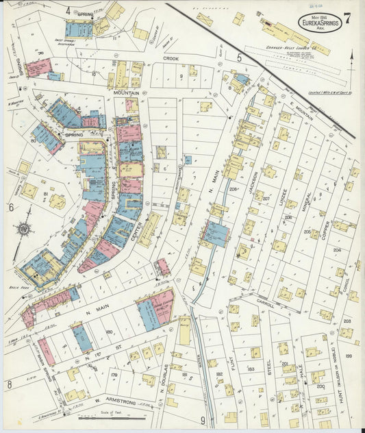 Sanborn Fire Insurance Map from Eureka Springs, Carroll County, Arkansas (1914), Sheet #0007 - Historic Sanborn Fire Insurance Map Print, vintage old map wall art, antique decor, genealogy gift, Arkansas Arkansas map