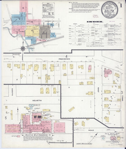 Sanborn Fire Insurance Map from Delta, Fulton County, Ohio (1910), Sheet #0001 - Historic Sanborn Fire Insurance Map Print, vintage old map wall art, antique decor, genealogy gift, Ohio Ohio map