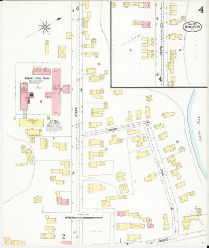 Sanborn Fire Insurance Map from Windsor, Windsor County, Vermont (1901), Sheet #0004 - Complete Map Set gallery image, historic Sanborn map, vintage wall art, Vermont Vermont