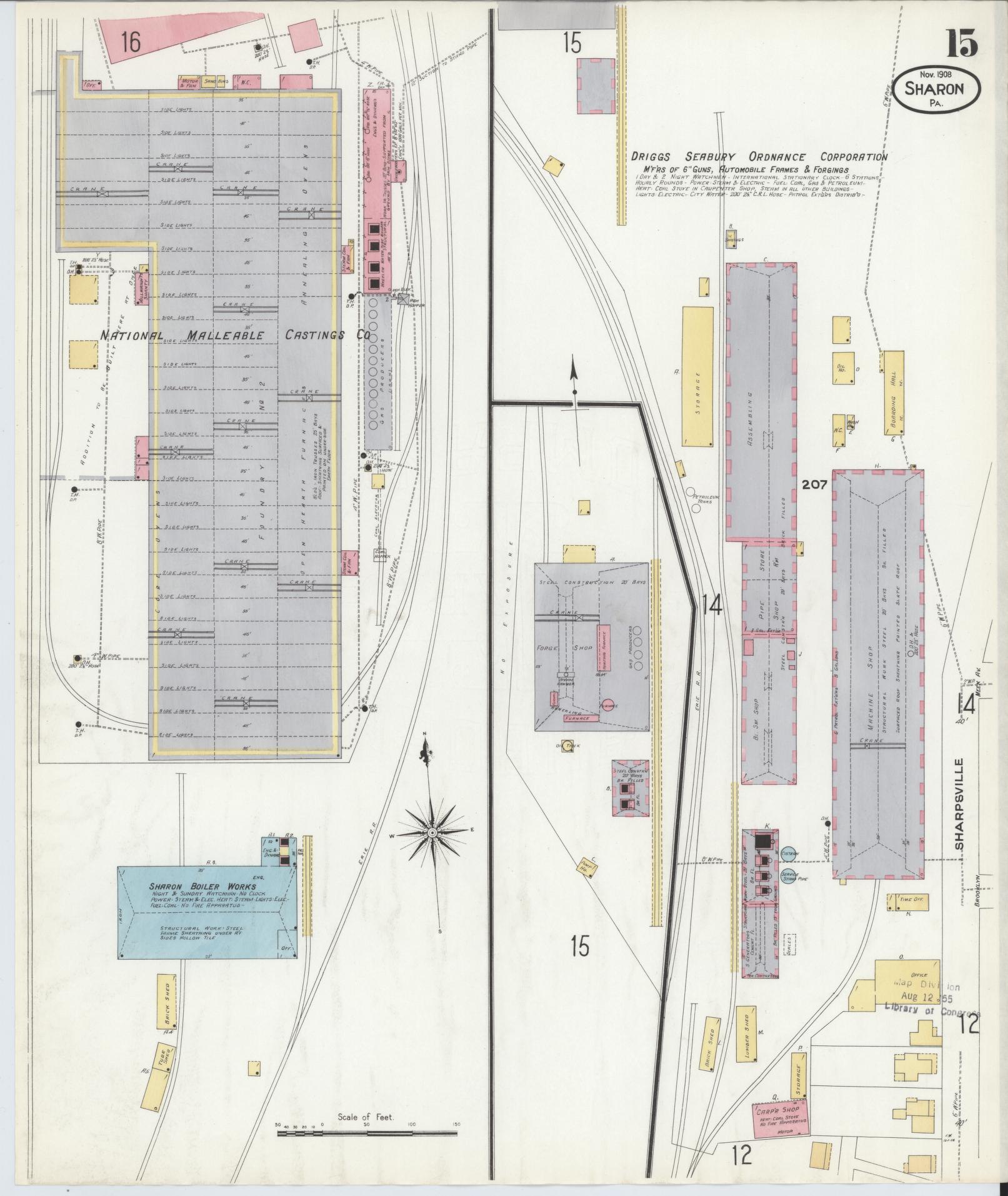 Sanborn Fire Insurance Map from Sharon, Mercer County, Pennsylvania (1908), Sheet #0015 - Complete Map Set gallery image, historic Sanborn map, vintage wall art, Pennsylvania Pennsylvania
