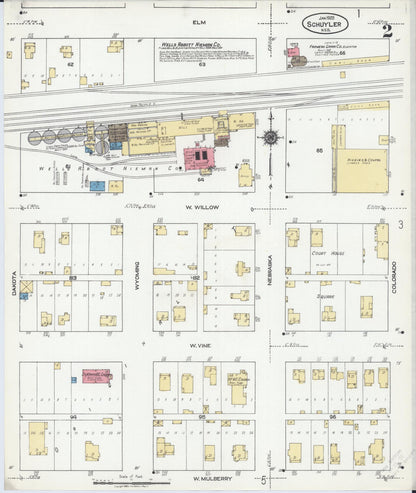 Sanborn Fire Insurance Map from Schuyler, Colfax County, Nebraska (1923), Sheet #0002 - Complete Map Set gallery image, historic Sanborn map, vintage wall art, Nebraska Nebraska
