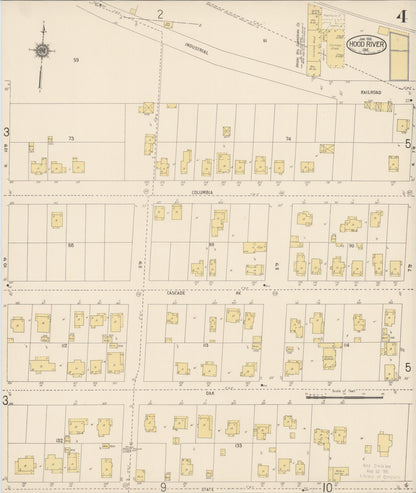 Sanborn Fire Insurance Map from Hood River, Hood River County, Oregon (1916), Sheet #0004 - Complete Map Set gallery image, historic Sanborn map, vintage wall art, Oregon Oregon