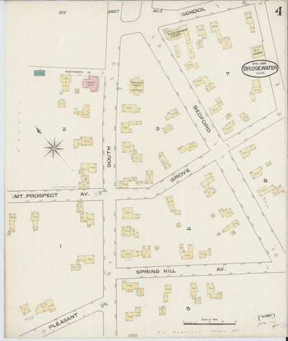 Sanborn Fire Insurance Map from Bridgewater, Plymouth County, Massachusetts (1885), Sheet #0004 - Complete Map Set gallery image, historic Sanborn map, vintage wall art, Massachusetts Massachusetts