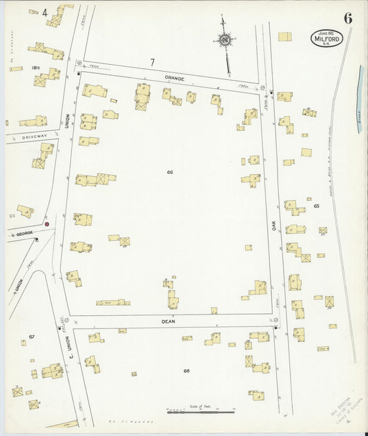 Sanborn Fire Insurance Map from Milford, Hillsborough County, New Hampshire (1912), Sheet #0006 - Historic Sanborn Fire Insurance Map Print, vintage old map wall art, antique decor, genealogy gift, New Hampshire New Hampshire map