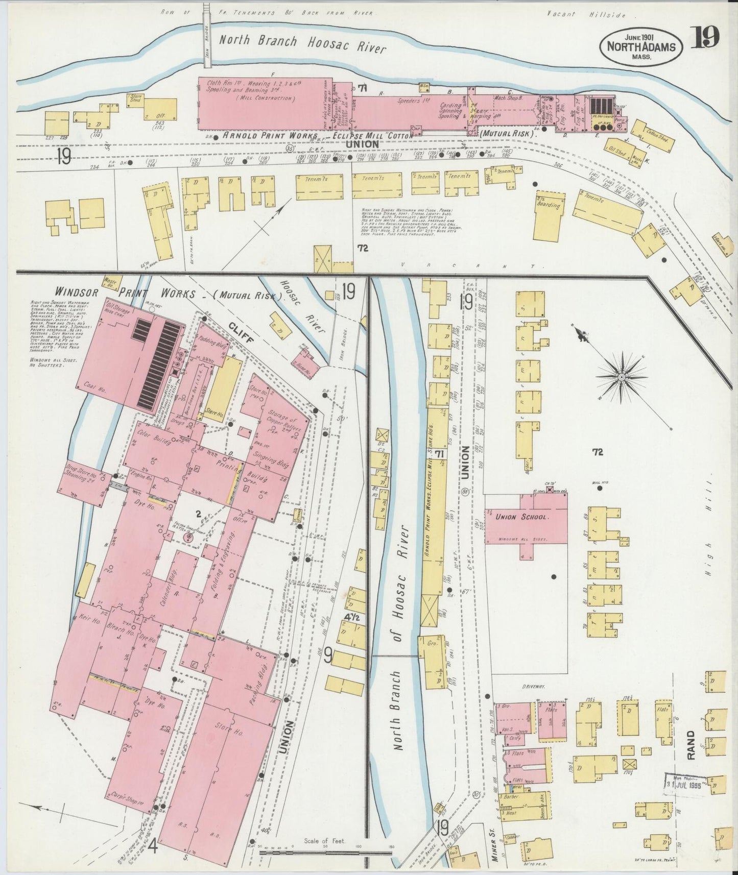 Sanborn Fire Insurance Map from North Adams, Berkshire County, Massachusetts (1901), Sheet #0019 - Complete Map Set gallery image, historic Sanborn map, vintage wall art, Massachusetts Massachusetts