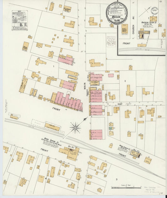 Sanborn Fire Insurance Map from Mason, Tipton County, Tennessee (1900), Sheet #0001 - Historic Sanborn Fire Insurance Map Print, vintage old map wall art, antique decor, genealogy gift, Tennessee Tennessee map