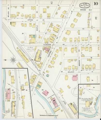 Sanborn Fire Insurance Map from Butler, Butler County, Pennsylvania (1896), Sheet #0010 - Complete Map Set gallery image, historic Sanborn map, vintage wall art, Pennsylvania Pennsylvania
