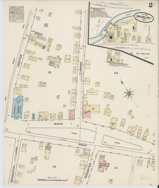 Sanborn Fire Insurance Map from Danbury, Fairfield County, Connecticut (1884), Sheet #0002 - Complete Map Set gallery image, historic Sanborn map, vintage wall art, Connecticut Connecticut